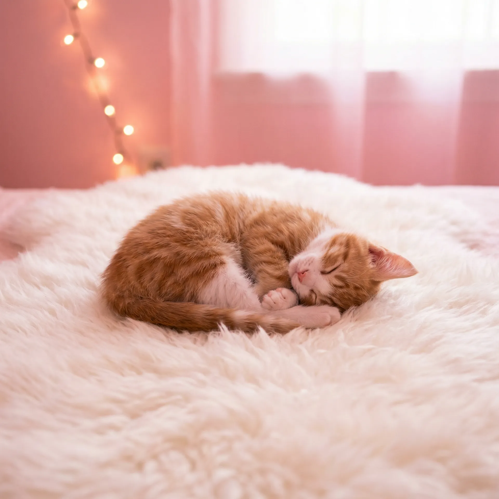 小猫蜷成一团入睡 - 迈开腿尝尝你的森林什么感觉